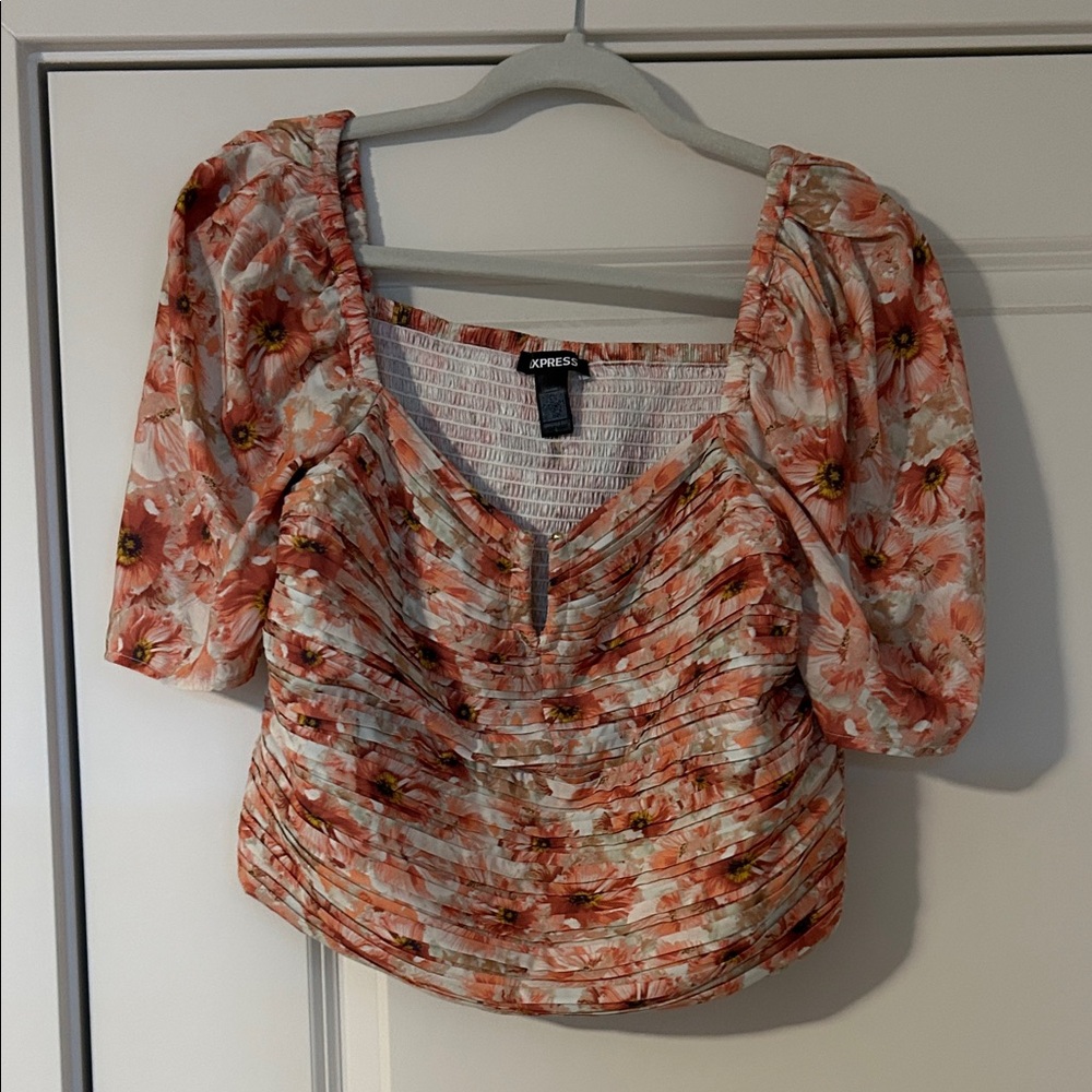 Express Pink and Orange Floral Blouse